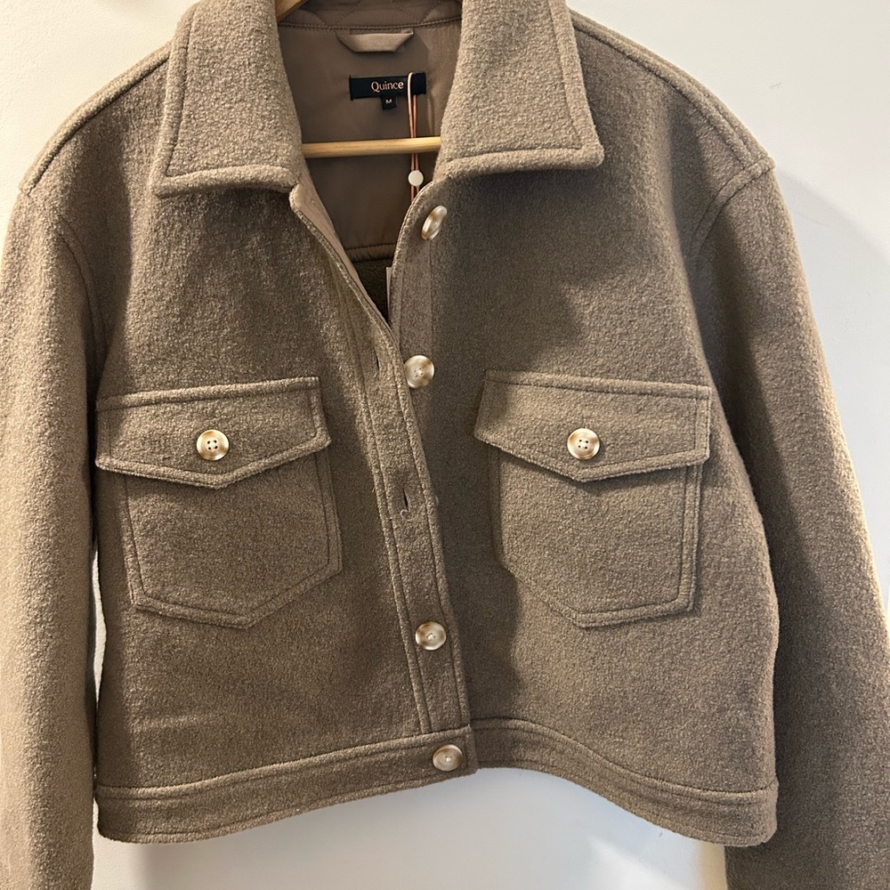 Quince Beige Wool Jacket with Button Details